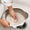 Rice Vegetable Washing Basket Strainer Stainless Steel Bowl (2)