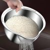 Rice Vegetable Washing Basket Strainer Stainless Steel Bowl (4)